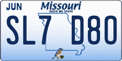 MO license plate SL7D8O