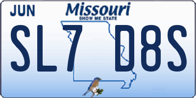 MO license plate SL7D8S