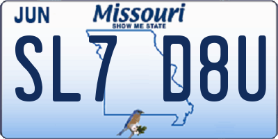 MO license plate SL7D8U