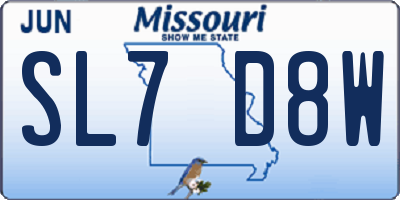 MO license plate SL7D8W