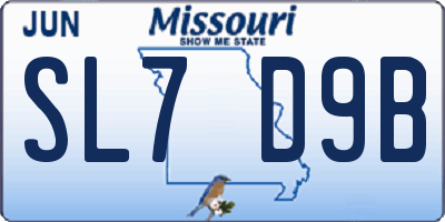 MO license plate SL7D9B