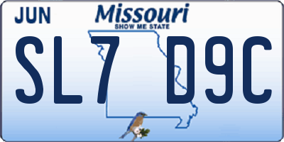MO license plate SL7D9C