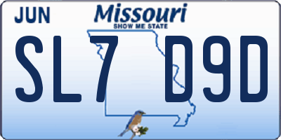 MO license plate SL7D9D