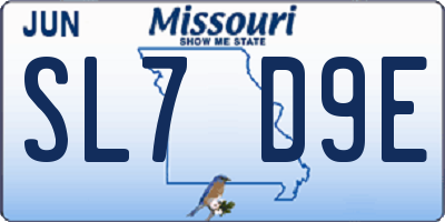 MO license plate SL7D9E