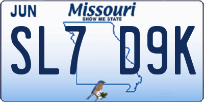 MO license plate SL7D9K