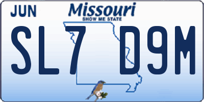 MO license plate SL7D9M