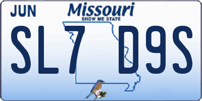 MO license plate SL7D9S