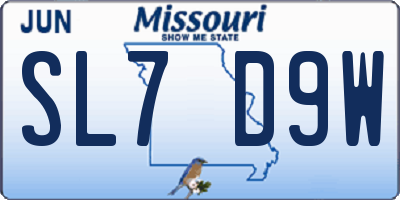 MO license plate SL7D9W