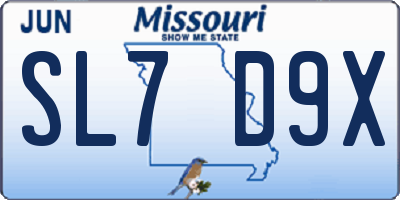 MO license plate SL7D9X