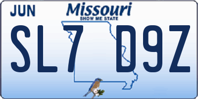 MO license plate SL7D9Z