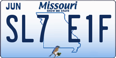 MO license plate SL7E1F