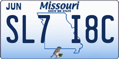 MO license plate SL7I8C