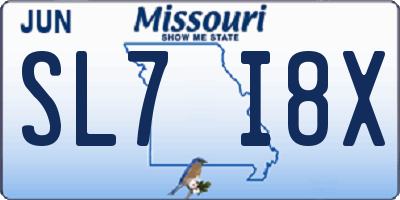 MO license plate SL7I8X