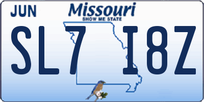 MO license plate SL7I8Z