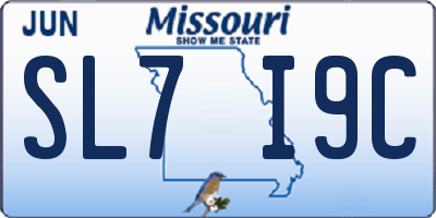 MO license plate SL7I9C