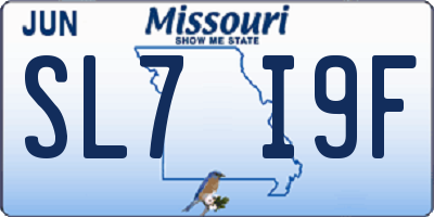 MO license plate SL7I9F