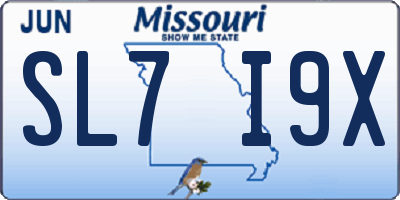 MO license plate SL7I9X