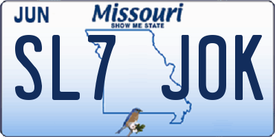 MO license plate SL7J0K
