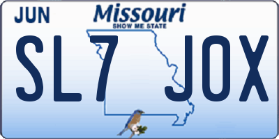 MO license plate SL7J0X