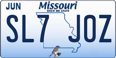 MO license plate SL7J0Z