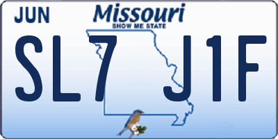 MO license plate SL7J1F