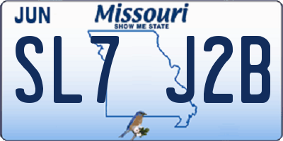 MO license plate SL7J2B