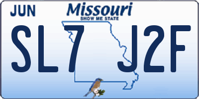 MO license plate SL7J2F
