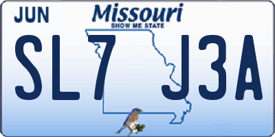 MO license plate SL7J3A
