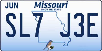 MO license plate SL7J3E