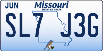 MO license plate SL7J3G