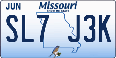 MO license plate SL7J3K