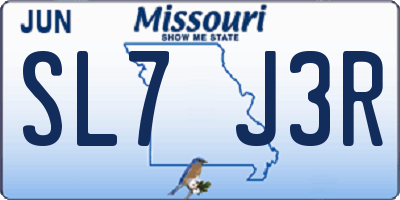 MO license plate SL7J3R