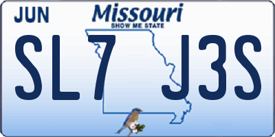 MO license plate SL7J3S