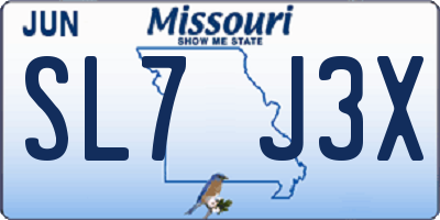 MO license plate SL7J3X