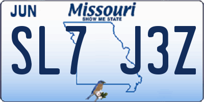 MO license plate SL7J3Z