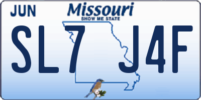 MO license plate SL7J4F