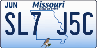 MO license plate SL7J5C