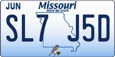 MO license plate SL7J5D