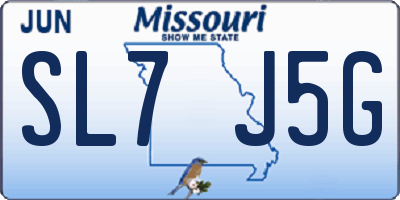 MO license plate SL7J5G