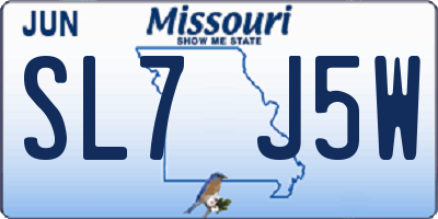 MO license plate SL7J5W