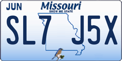 MO license plate SL7J5X