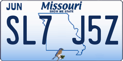 MO license plate SL7J5Z