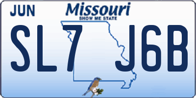 MO license plate SL7J6B