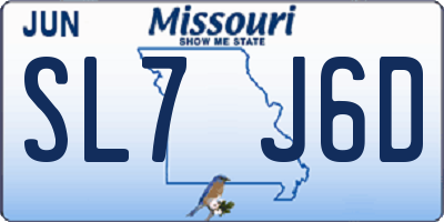 MO license plate SL7J6D