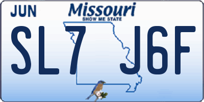 MO license plate SL7J6F