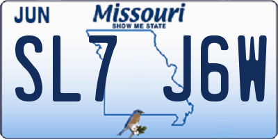 MO license plate SL7J6W