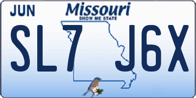 MO license plate SL7J6X