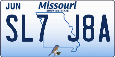 MO license plate SL7J8A