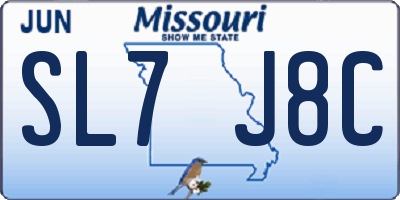 MO license plate SL7J8C
