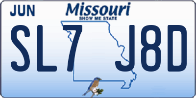 MO license plate SL7J8D